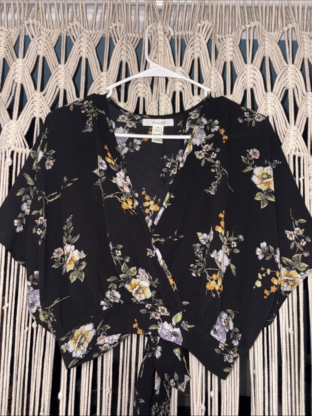 Black Floral Crop Top